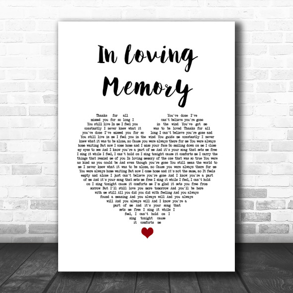 Alter Bridge In Loving Memory White Heart Song Lyric Wall Art Print