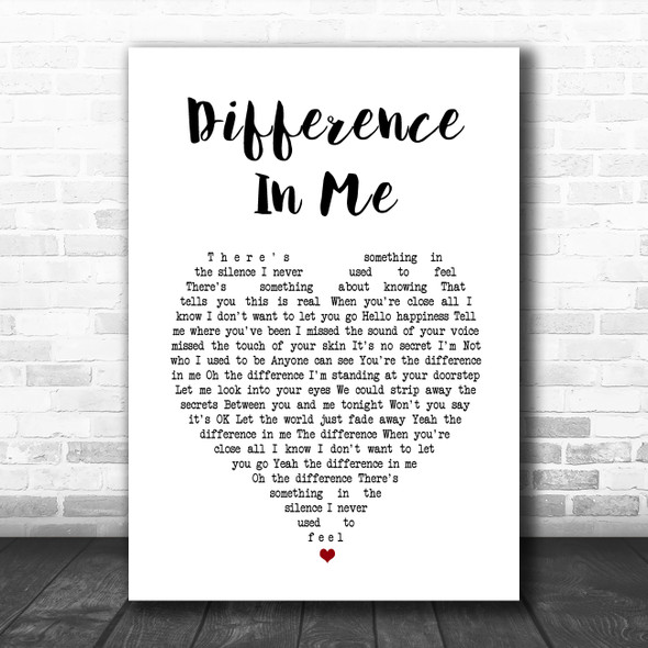 Westlife Difference In Me White Heart Song Lyric Wall Art Print