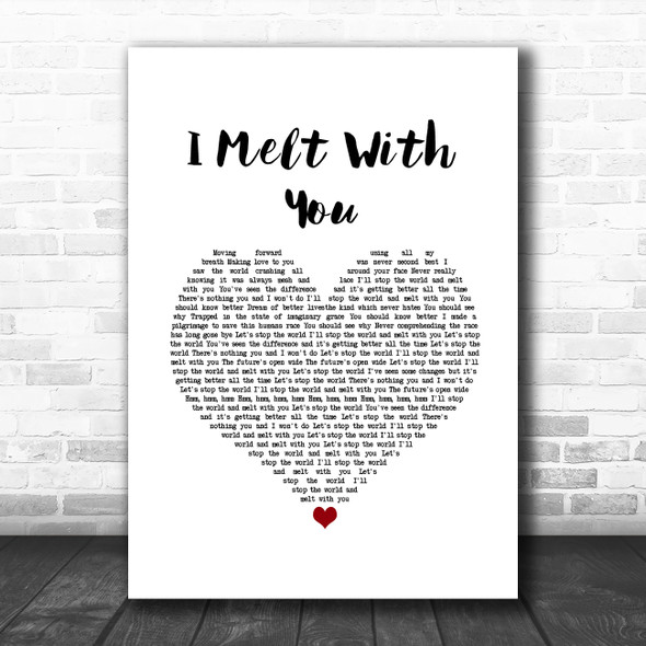 Modern English I Melt With You White Heart Song Lyric Wall Art Print