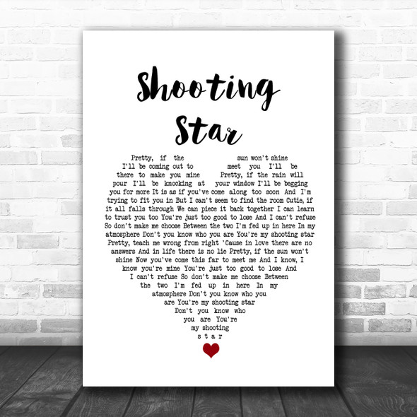 Air Traffic Shooting Star White Heart Song Lyric Wall Art Print