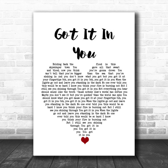 BANNERS Got It In You White Heart Song Lyric Wall Art Print