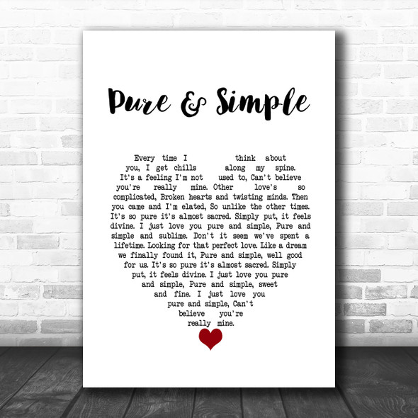 Dolly Parton Pure & Simple White Heart Song Lyric Wall Art Print