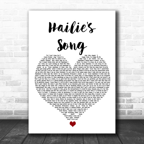 Eminem Hailie's Song White Heart Song Lyric Wall Art Print