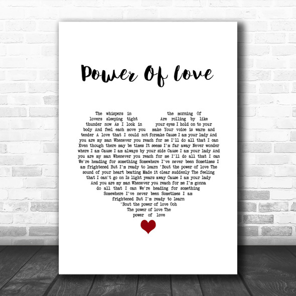 Jennifer Rush Power Of Love White Heart Song Lyric Wall Art Print