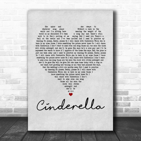 Steven Curtis Chapman Cinderella Grey Heart Song Lyric Music Wall Art Print