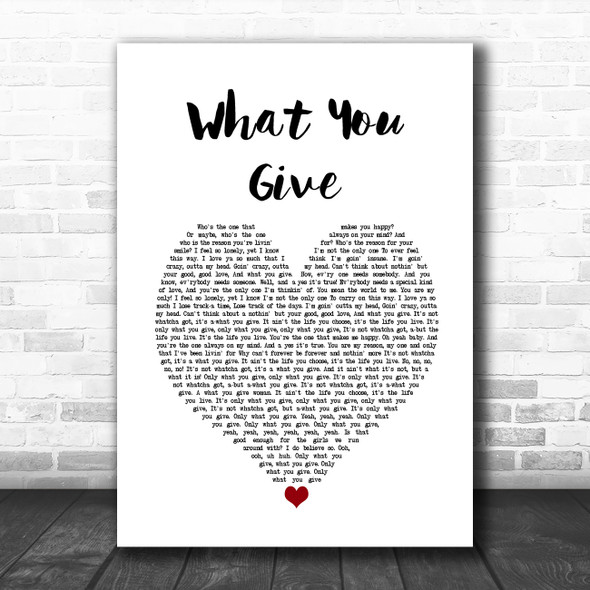 Tesla What You Give White Heart Song Lyric Wall Art Print