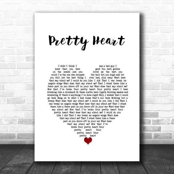 Parker McCollum Pretty Heart White Heart Song Lyric Wall Art Print