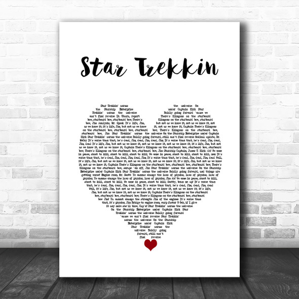 The Firm Star Trekkin White Heart Song Lyric Wall Art Print