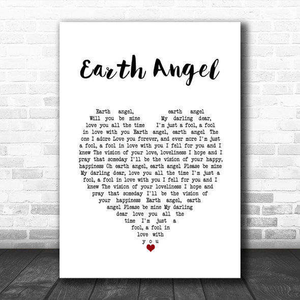 The Penguins Earth Angel White Heart Song Lyric Wall Art Print