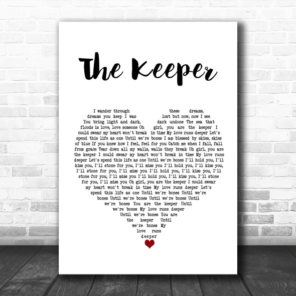 Blossoms The Keeper White Heart Song Lyric Wall Art Print