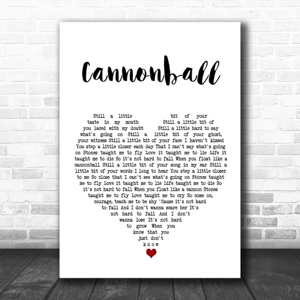 Damien Rice Cannonball White Heart Song Lyric Wall Art Print