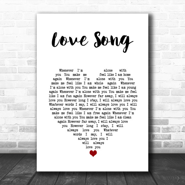 311 Love Song White Heart Song Lyric Wall Art Print