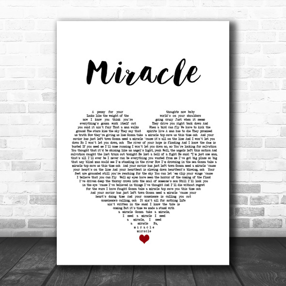 Bon Jovi Miracle White Heart Song Lyric Wall Art Print