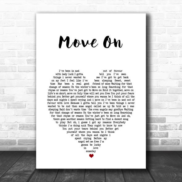 George Michael Move On White Heart Song Lyric Wall Art Print