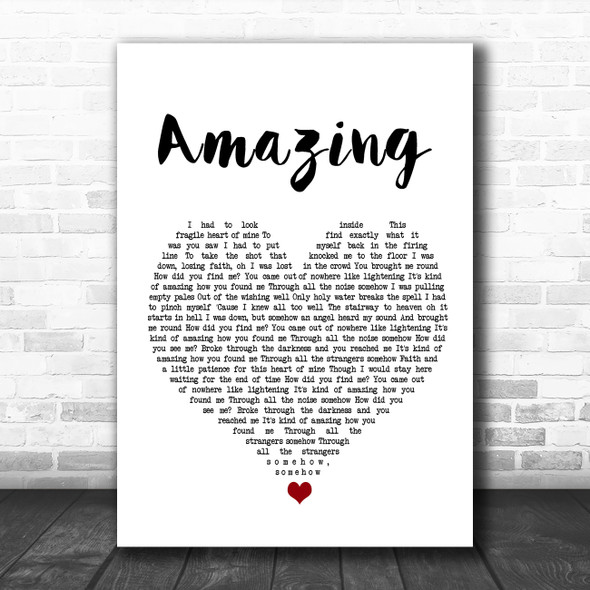 Matt Cardle Amazing White Heart Song Lyric Wall Art Print