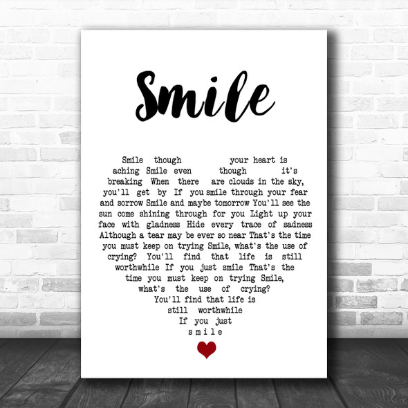 Frank Sinatra Smile White Heart Song Lyric Wall Art Print