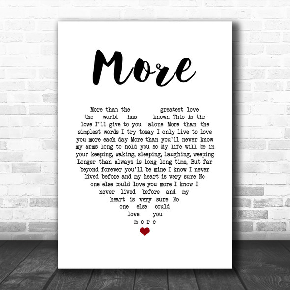 Andy Williams More White Heart Song Lyric Wall Art Print