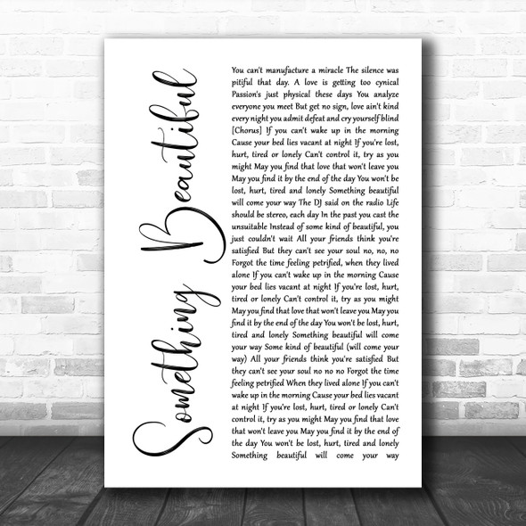 Robbie Williams Something Beautiful White Script Song Lyric Wall Art Print