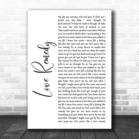 Roachford Love Remedy White Script Song Lyric Wall Art Print