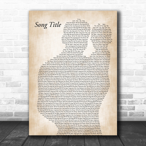 Any Song Lyrics Custom Father & Baby Grey Song Lyric Print - Song