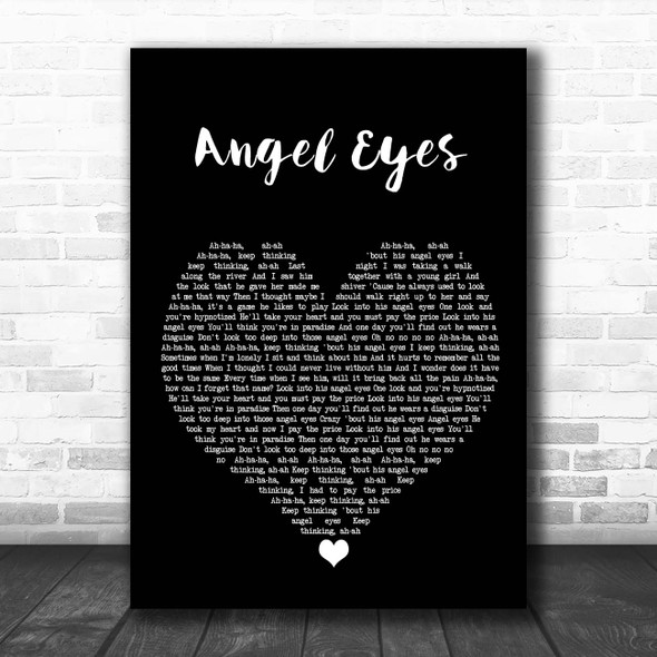 ABBA Angel Eyes Black Heart Song Lyric Print