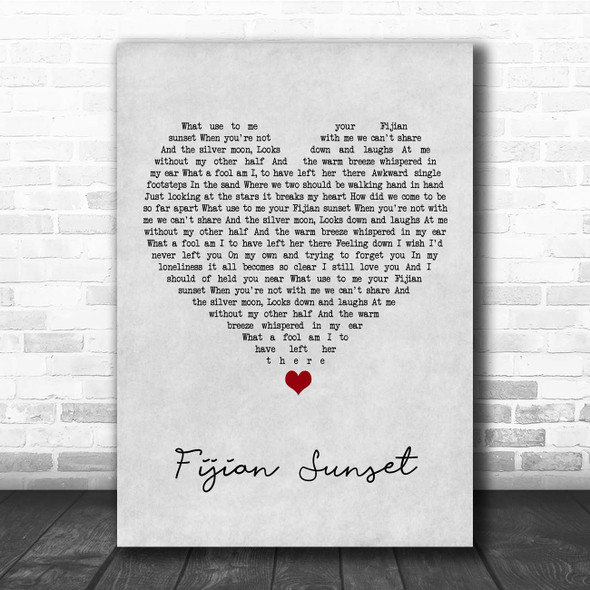 Ali Campbell Fijian Sunset Grey Heart Song Lyric Print