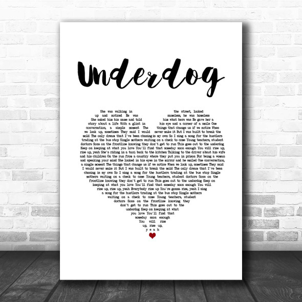 Alicia Keys Underdog White Heart Song Lyric Print