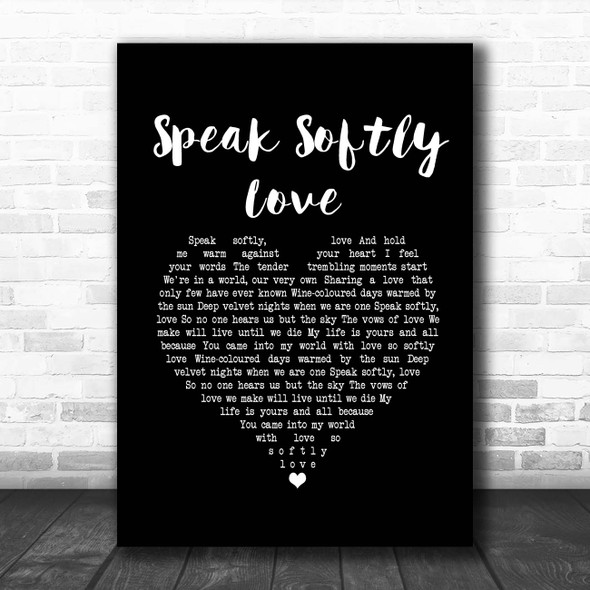 Andy Williams Speak Softly Love Black Heart Song Lyric Print