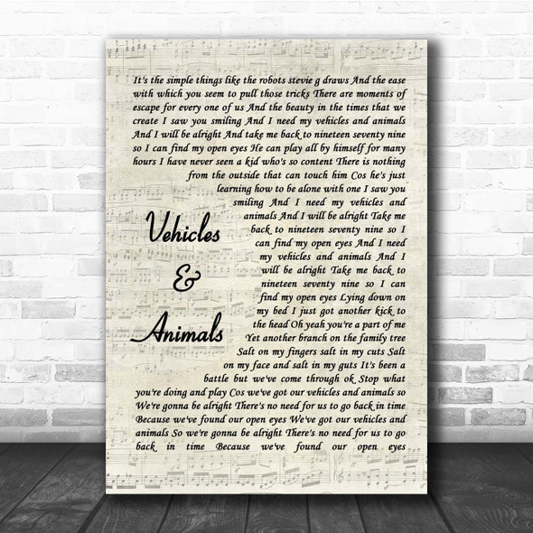 Athlete Vehicles & Animals Vintage Script Song Lyric Print