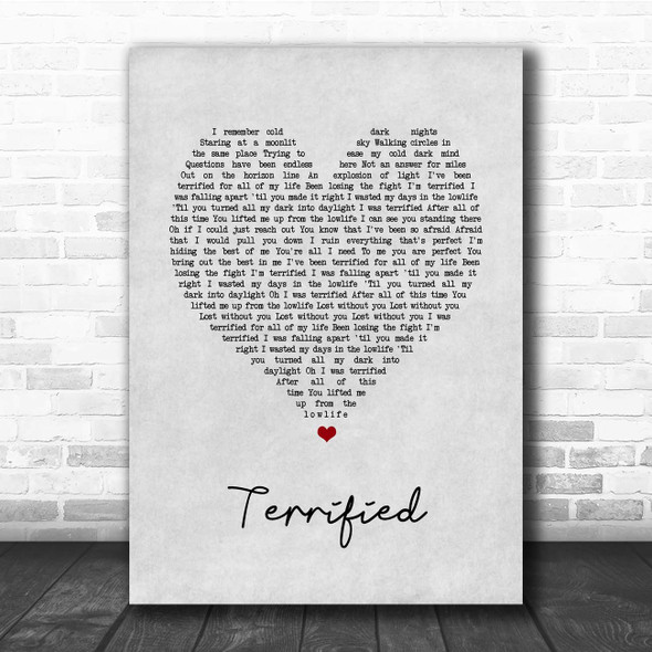 Atreyu Terrified Grey Heart Song Lyric Print