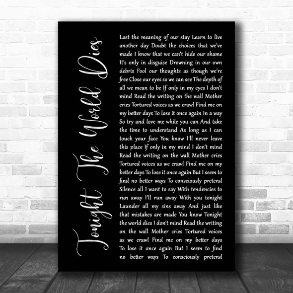 Avenged Sevenfold Tonight The World Dies Black Script Song Lyric Print