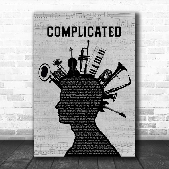 Avril Lavigne Complicated Musical Instrument Mohawk Song Lyric Print