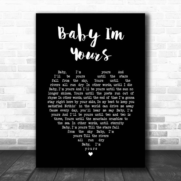 Barbara Lewis Baby I'm Yours Black Heart Song Lyric Print