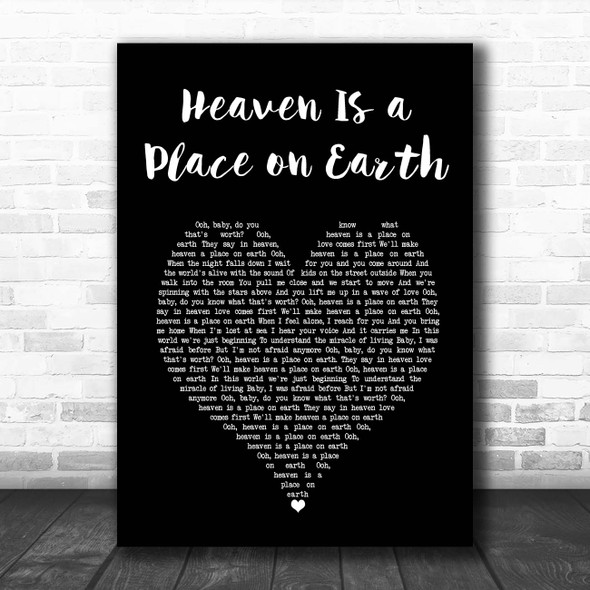 Belinda Carlisle Heaven Is a Place on Earth Black Heart Song Lyric Print