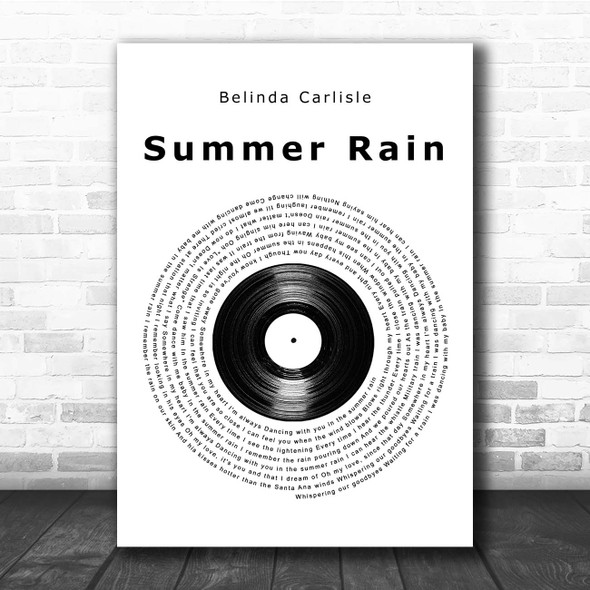 Belinda Carlisle Summer Rain Vinyl Record Song Lyric Print