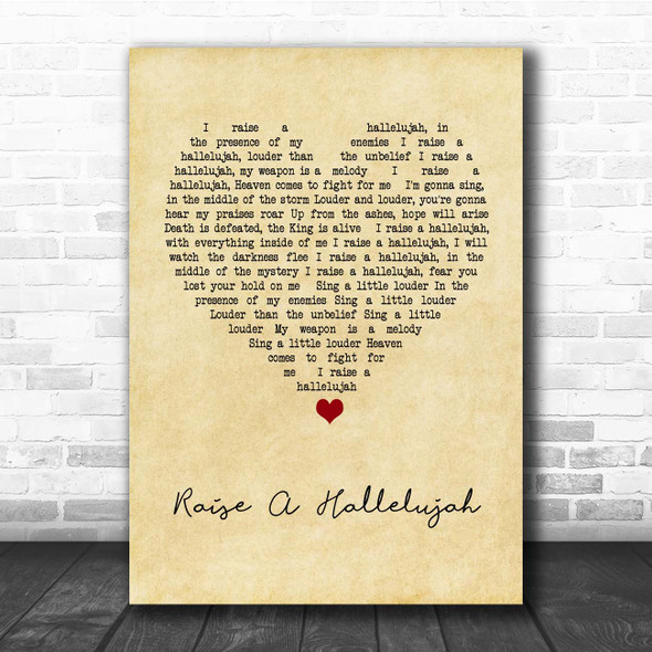 Bethel Music Raise A Hallelujah Vintage Heart Song Lyric Print