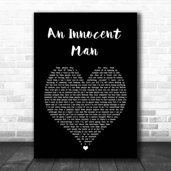 Billy Joel An Innocent Man Black Heart Song Lyric Print