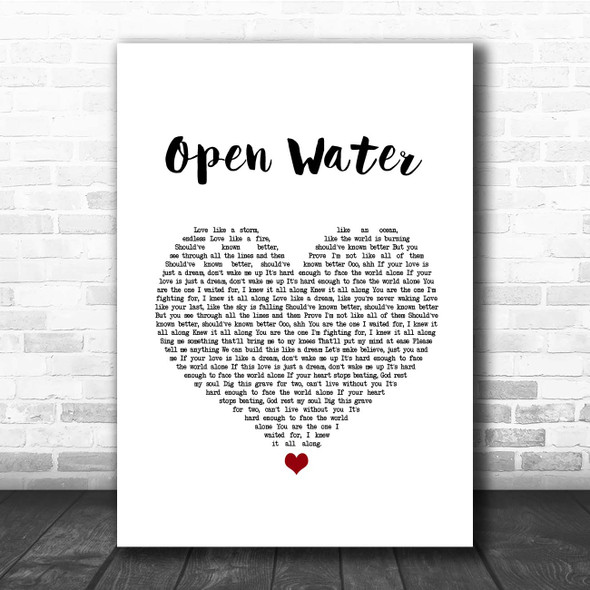 Blessthefall Open Water White Heart Song Lyric Print