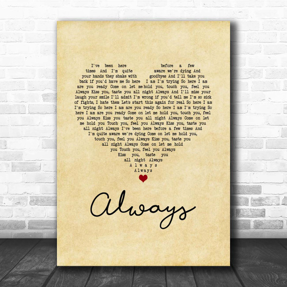 Blink-182 Always Vintage Heart Song Lyric Print