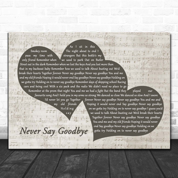Bon Jovi Never Say Goodbye Landscape Music Script Two Hearts Song Lyric Print