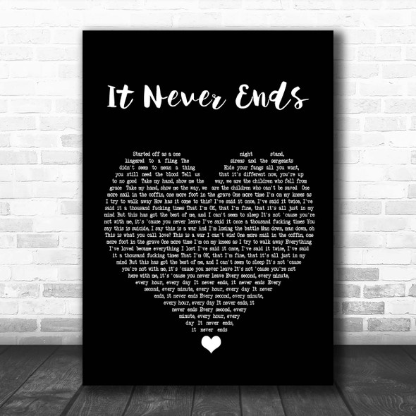 Bring Me The Horizon It Never Ends Black Heart Song Lyric Print