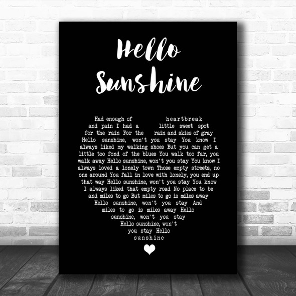 Bruce Springsteen Hello Sunshine Black Heart Song Lyric Print