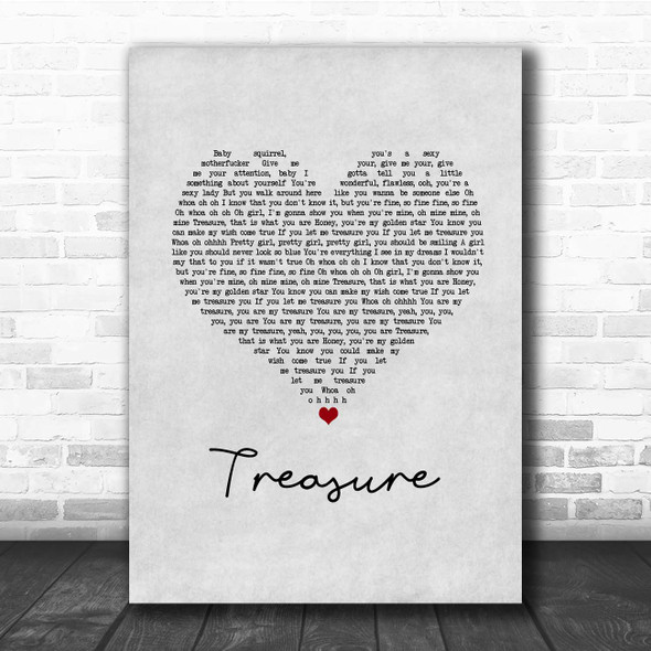 Bruno Mars Treasure Grey Heart Song Lyric Print