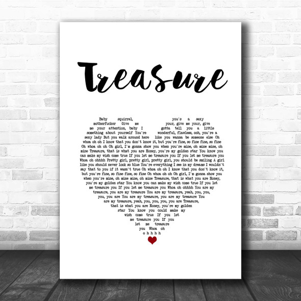 Bruno Mars Treasure White Heart Song Lyric Print