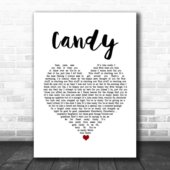 Cameo Candy White Heart Song Lyric Print