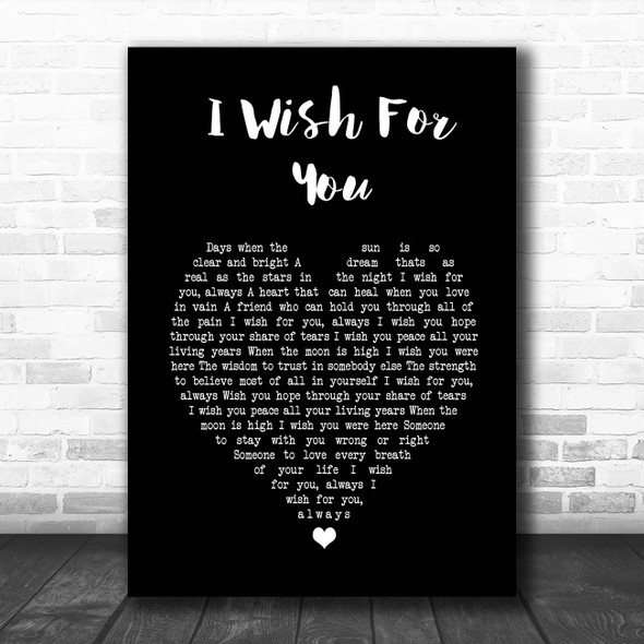 Carl Wilson I Wish For You Black Heart Song Lyric Print