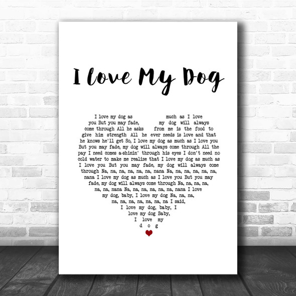 Cat Stevens I Love My Dog White Heart Song Lyric Print