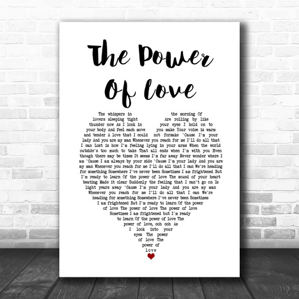 Céline Dion The Power Of Love White Heart Song Lyric Print