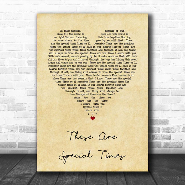 Celine Dion These Are Special Times Vintage Heart Song Lyric Print