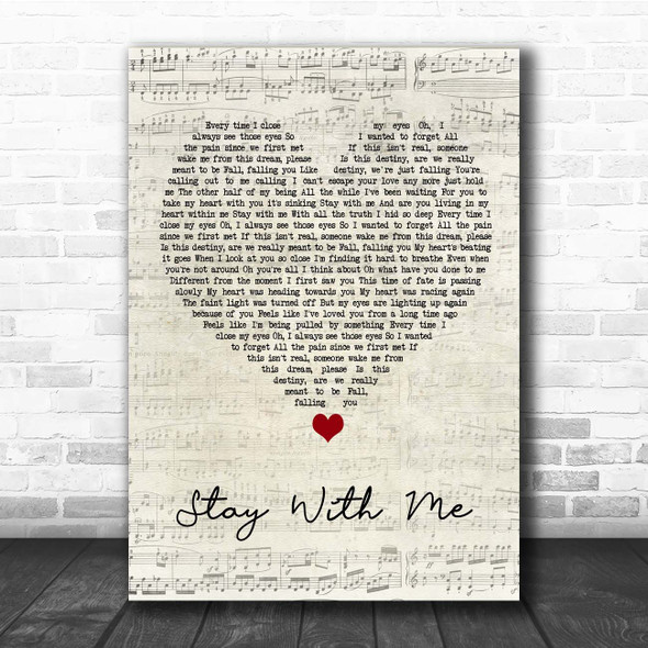 Chanyeol & Punch Stay With me Script Heart Song Lyric Print